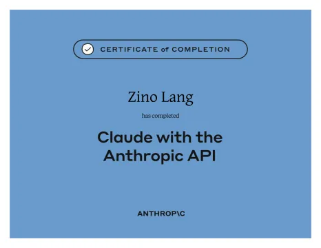 Kursnachweis Claude with the Anthropic API der Anthropic Academy