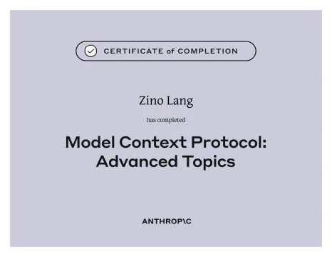 Kursnachweis Model Context Protocol: Advanced Topics der Anthropic Academy